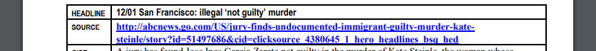 A screenshot of InFOCUS showing the InFOCUS headline using the word "illegal" while the URL uses "undocumented"